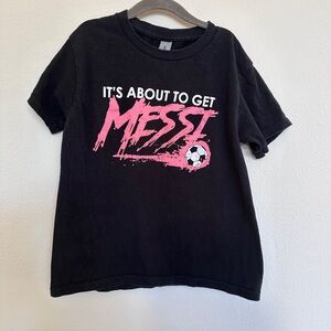 Kids Messi T-Shirt Black with Pink Graphic
